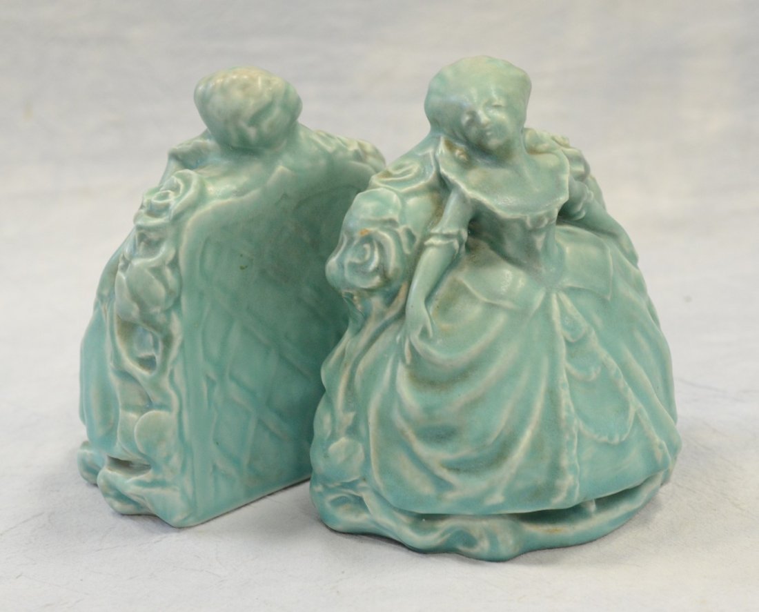 Rookwood Pottery figural bookends, artist signed WMc (1 of 6)