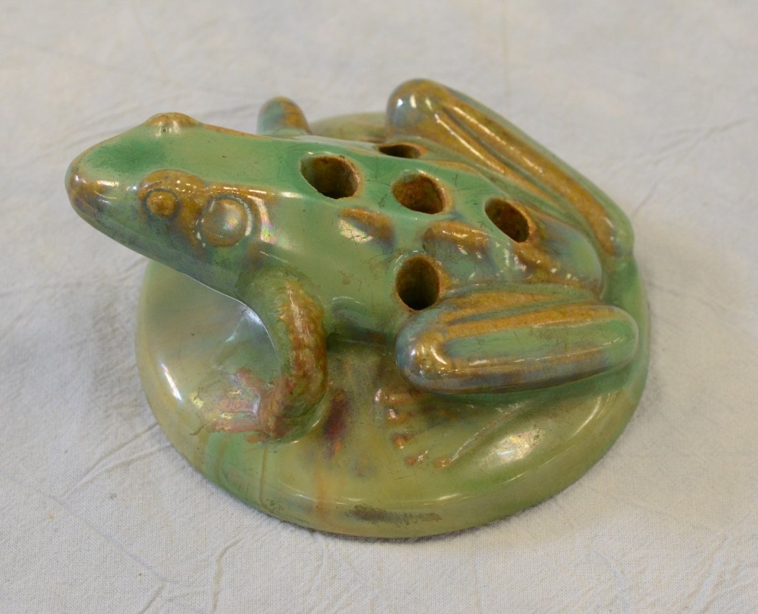 Fulper Pottery frog flower frog, vertical ink stamp, (1 of 3)