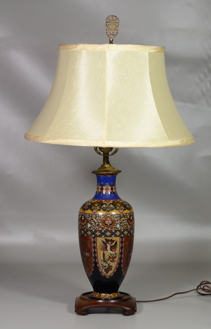 Japanese Cloisonné Vase, mounted as a lamp, extensive (1 of 5)