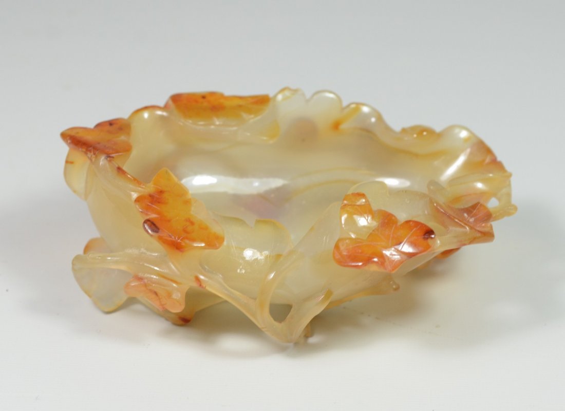 Chinese Carved Carnelian Brush Washer, 5" l (1 of 5)