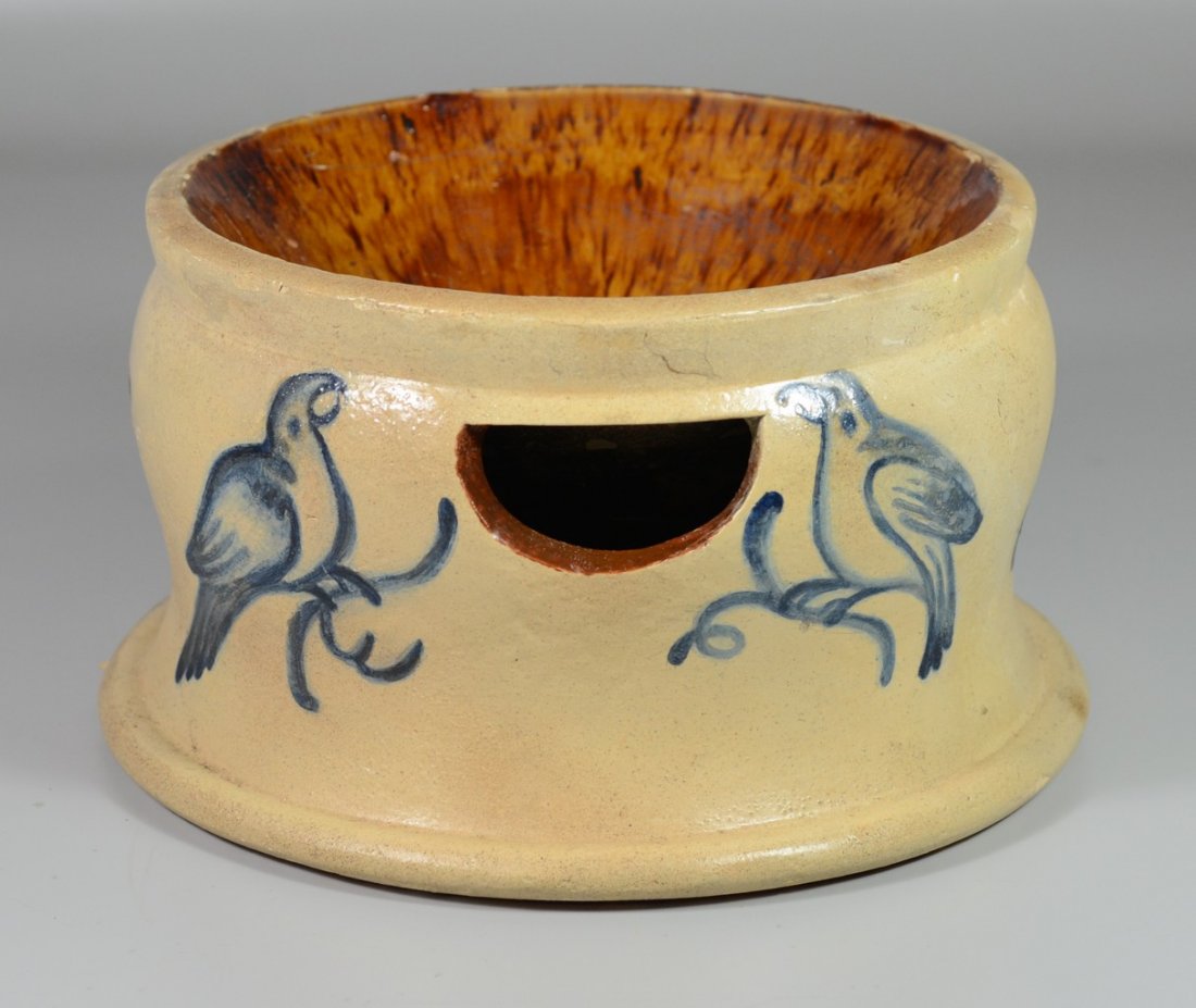 Stoneware spittoon with Bennington type glazed bowl, (1 of 7)