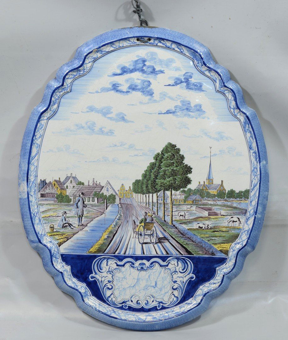 Dutch Delft Porcelain Plaque, ploychrome, depicting (1 of 6)
