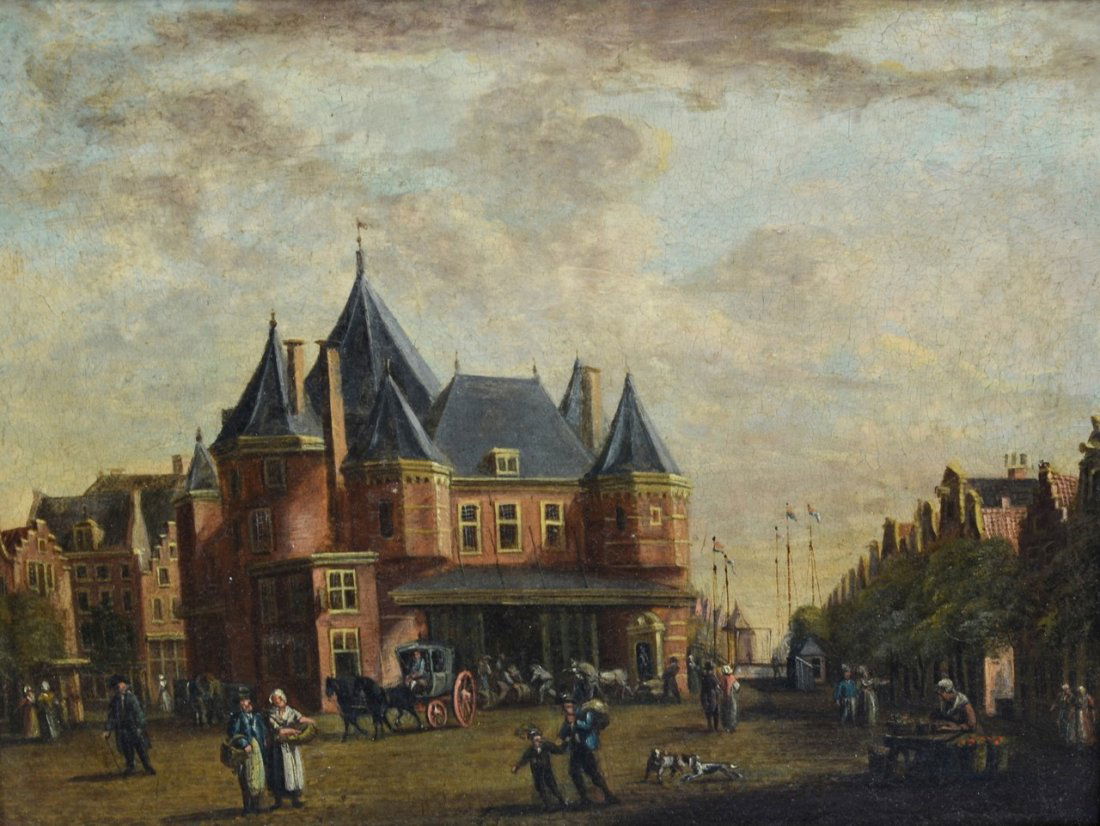 Dutch School (19th Century), oil on panel, Town Scene (1 of 2)