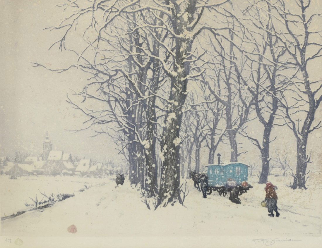 Tavik Frantisek Simon (Czech, 1877-1942), etching, (1 of 3)