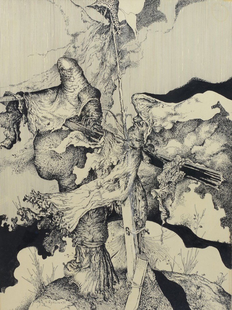 Vladimir Ryklin (Russian/American, b 1934), ink on (1 of 3)
