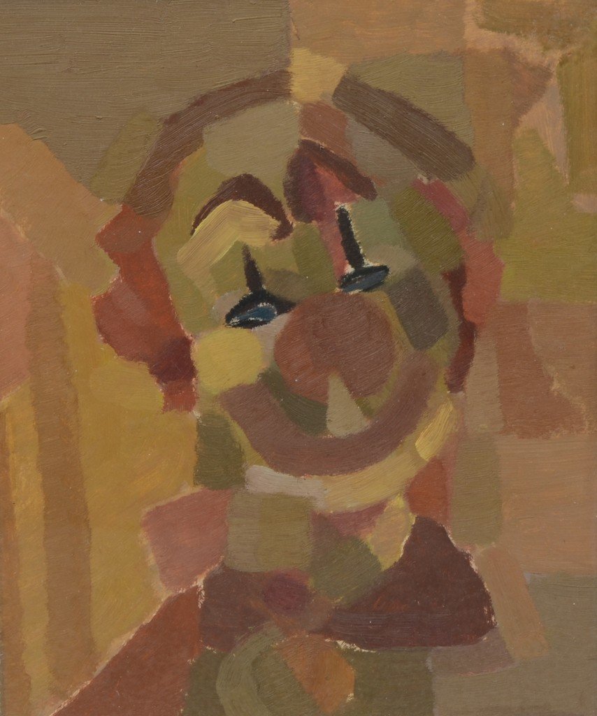 Continental School (20th century), oil on paper, Clown,: Continental School (20th century), oil on paper, Clown, 10 1/2" x 8 1/4" sight, 15 1/2" x 13 1/2" overall