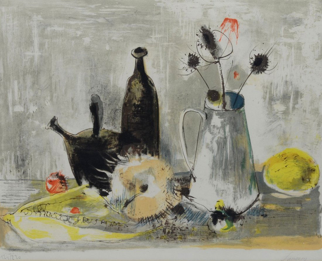 Mid Century School, lithograph, Still Life with Flowers (1 of 3)