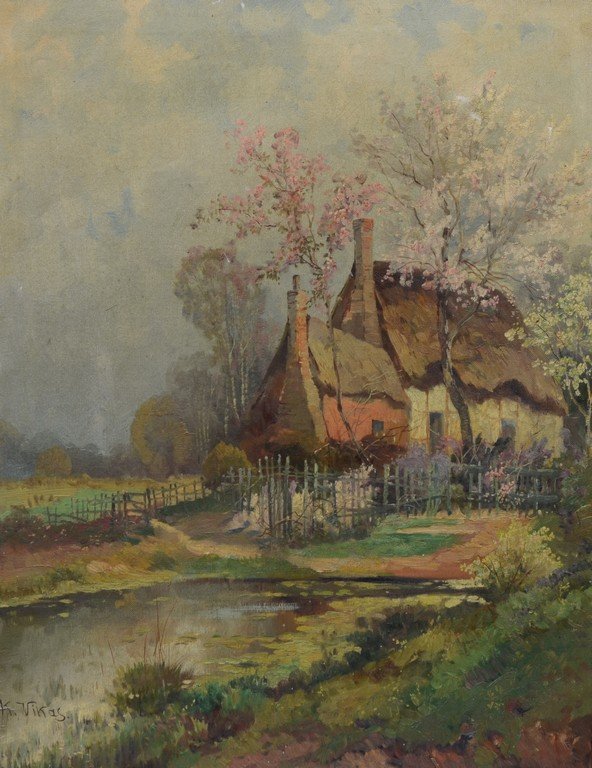 K Vikas (Continental, 20th Century), oil on canvas, Tha (1 of 3)