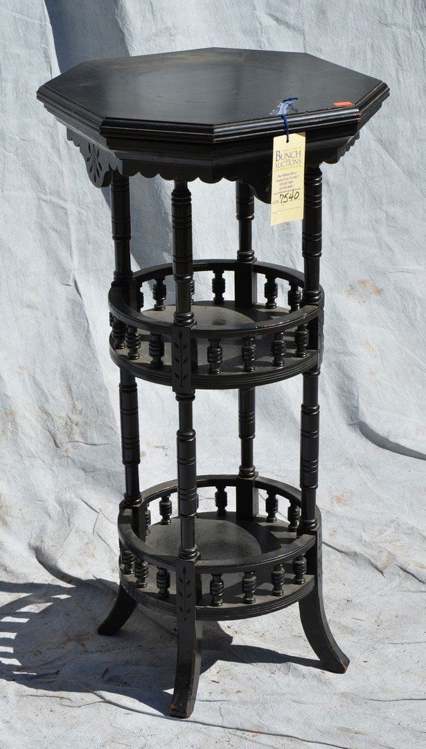 black lacquered Victorian hexagonal lamp stand with 2 (1 of 1)