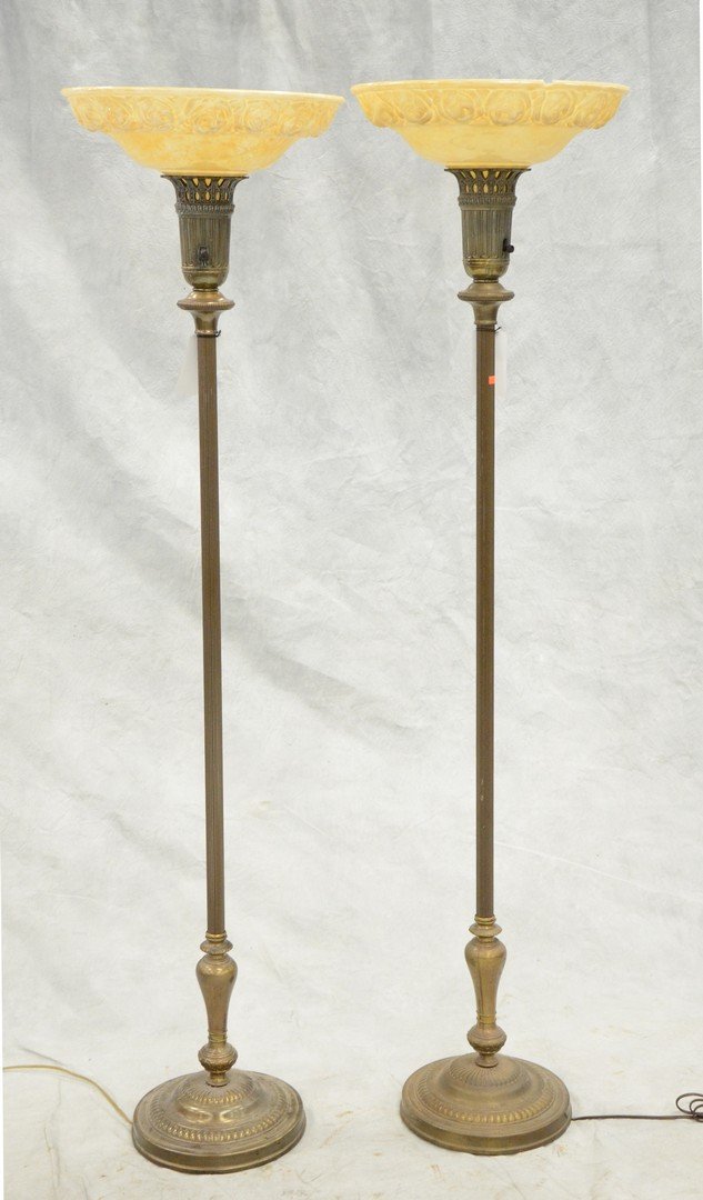 Pr metal torch lamps with pearline shades (1 of 2)