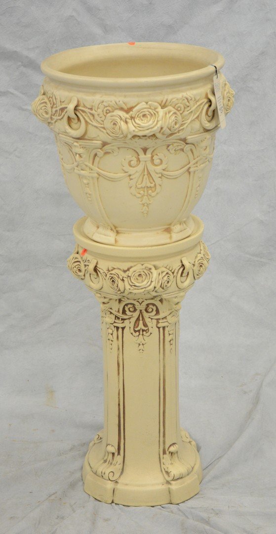 Weller Ivory  jardiniere and pedestal ,16" d, 38" h (1 of 1)