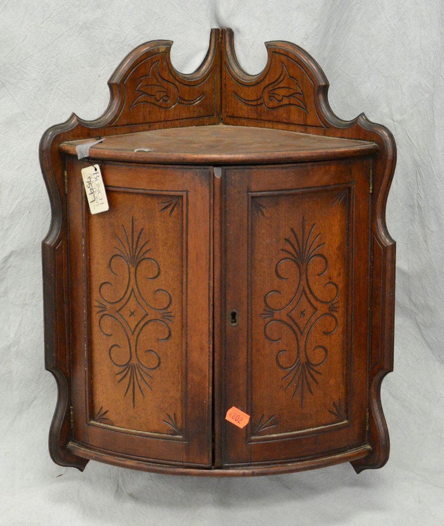 Walnut Victorian hanging corner cabinet, 20 3/4" h (1 of 1)