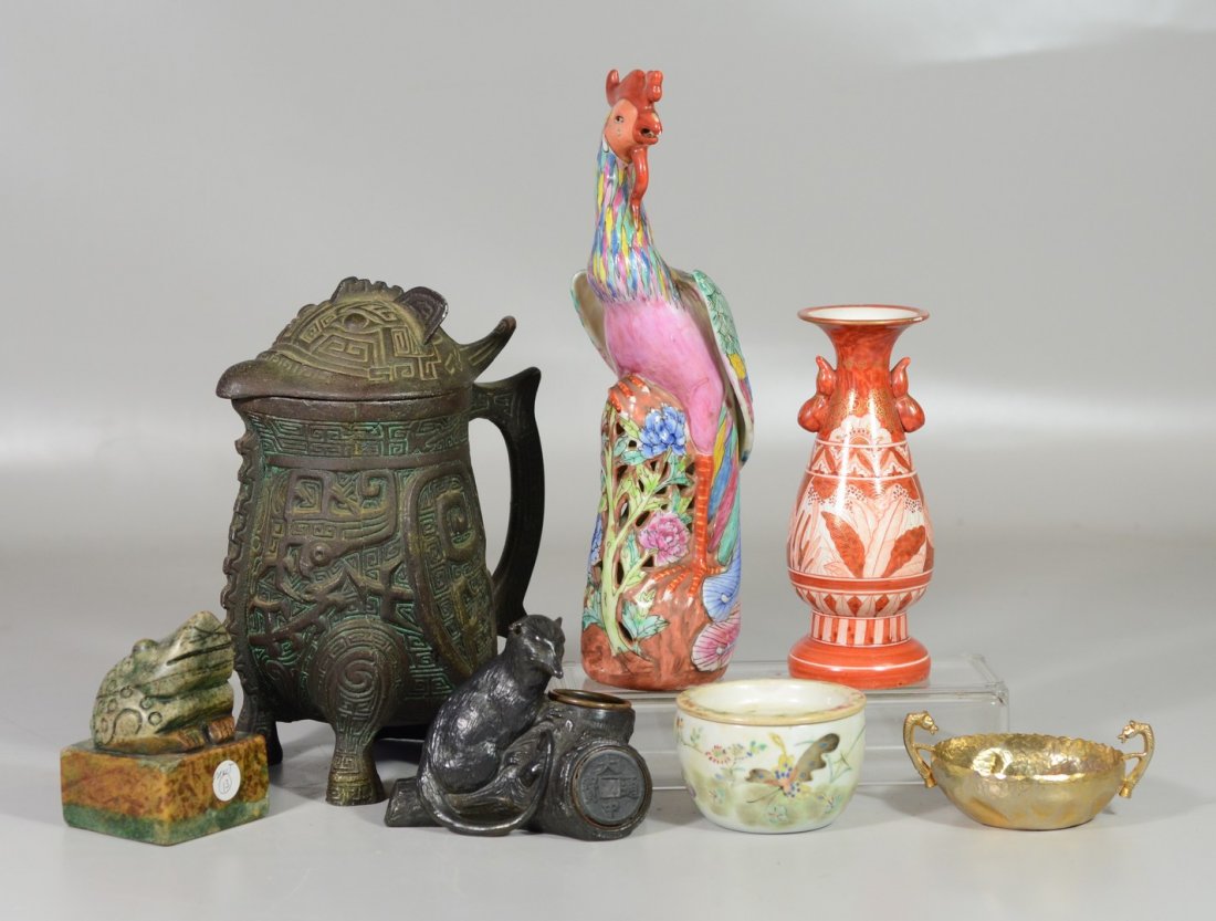 (6) Asian pieces to include archaic style covered metal (1 of 1)