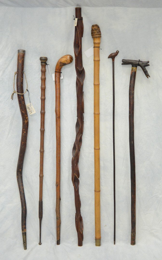 (7) Walking sticks, one carved, 2 with bamboo shafts, (1 of 1)