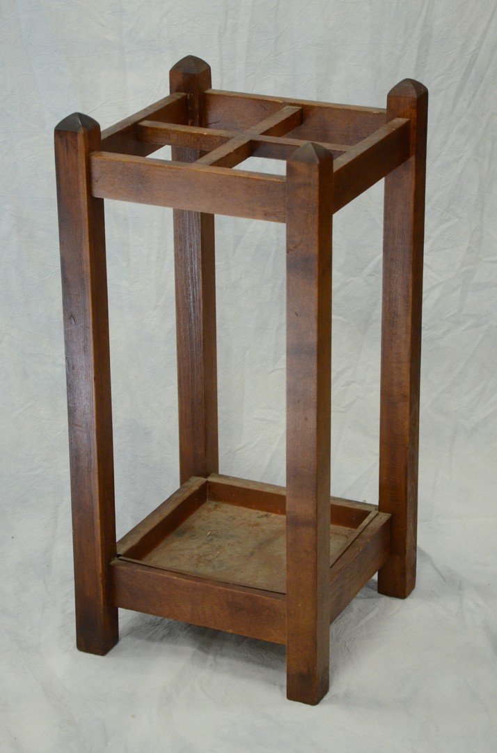 Maple Arts & Crafts umbrella stand with copper tray, (1 of 1)