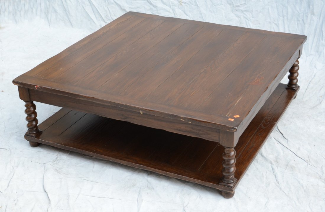 Trouvailles Inc. large oak coffee table with turned (1 of 2)
