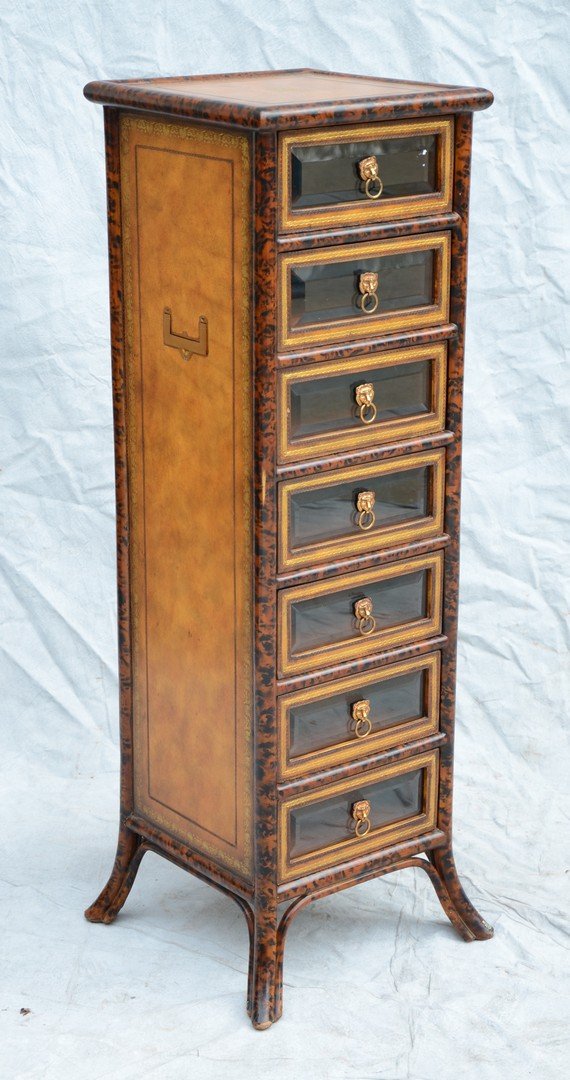 Maitland Smith 7-drawer jewelry cabinet, glass front (1 of 2)