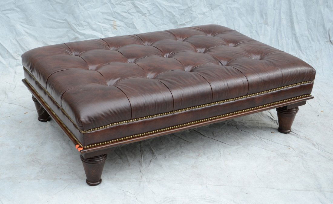 Oversized Chesterfield style leather ottoman, 17" h, (1 of 1)