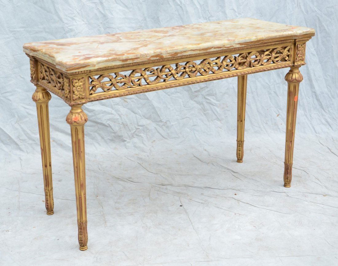 John Widdicomb Company agate top console table with (1 of 4)