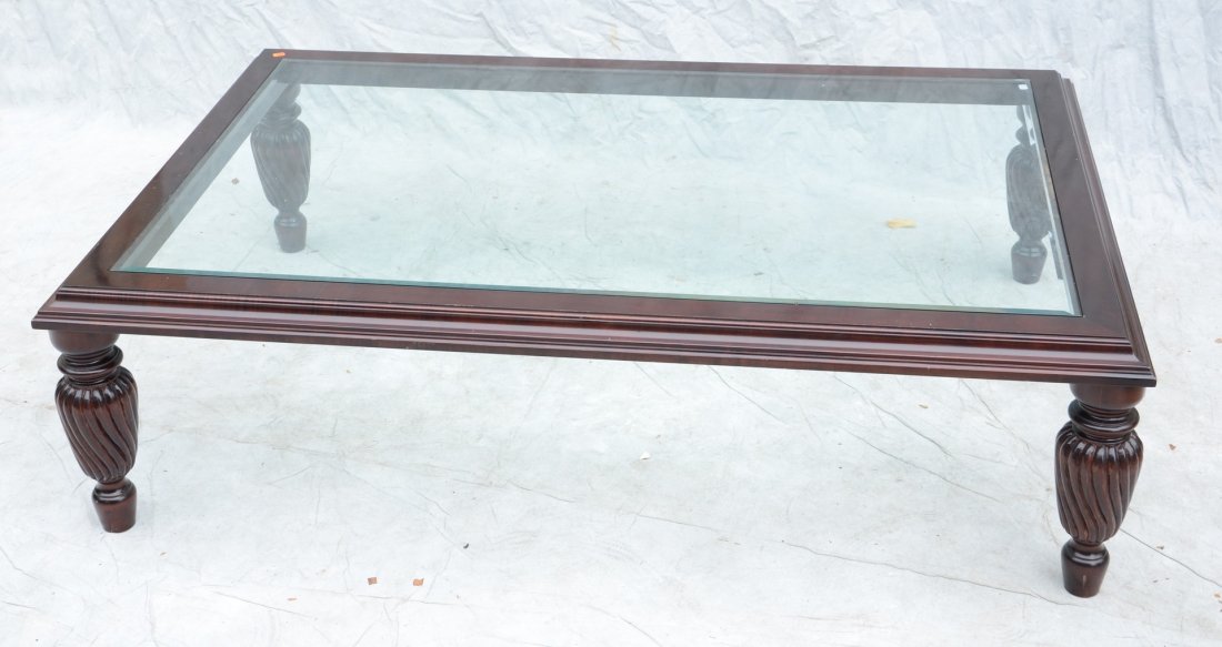 Oversized coffee table with inset beveled glass top, (1 of 1)