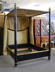 Ebonized and painted gilt queen size tester bed with up (1 of 2)