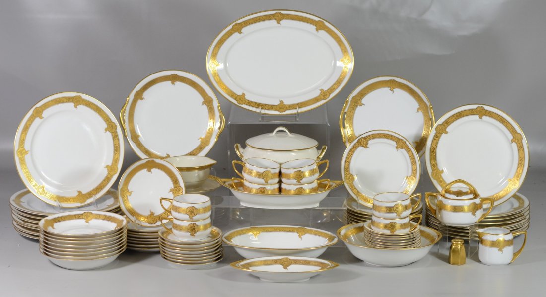 Rosenthal white & gold trimmed dinnerware - 68 pieces: (1 of 3)