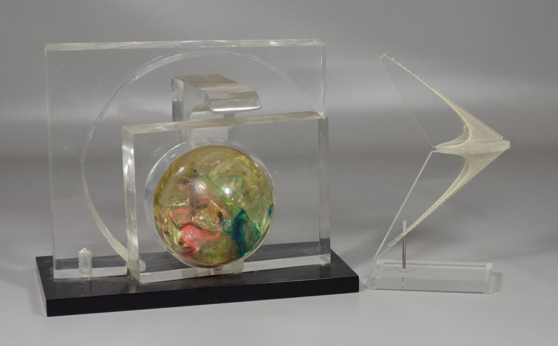 (2) Lucite sculptures, smaller signed Fox 74, largest (1 of 1)