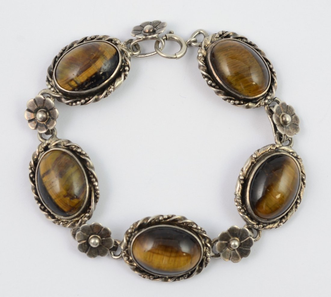 LaPaglia hand wrought sterling & tiger eye bracelet, (1 of 3)