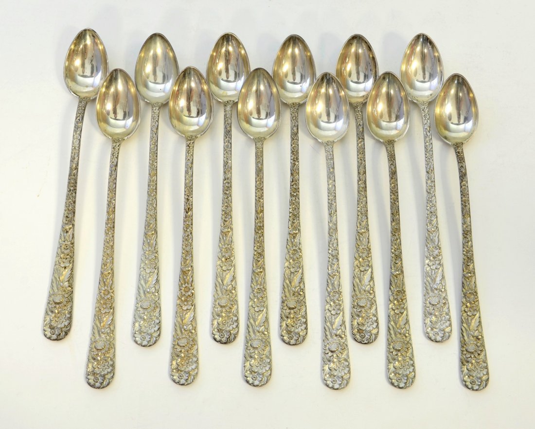 Set of 12 S Kirk & Son Sterling Repousse iced tea (1 of 1)