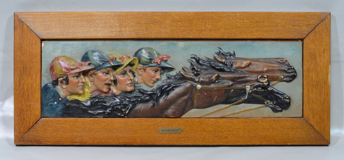 At the Races", a molded plaster plaque depicting (1 of 1)