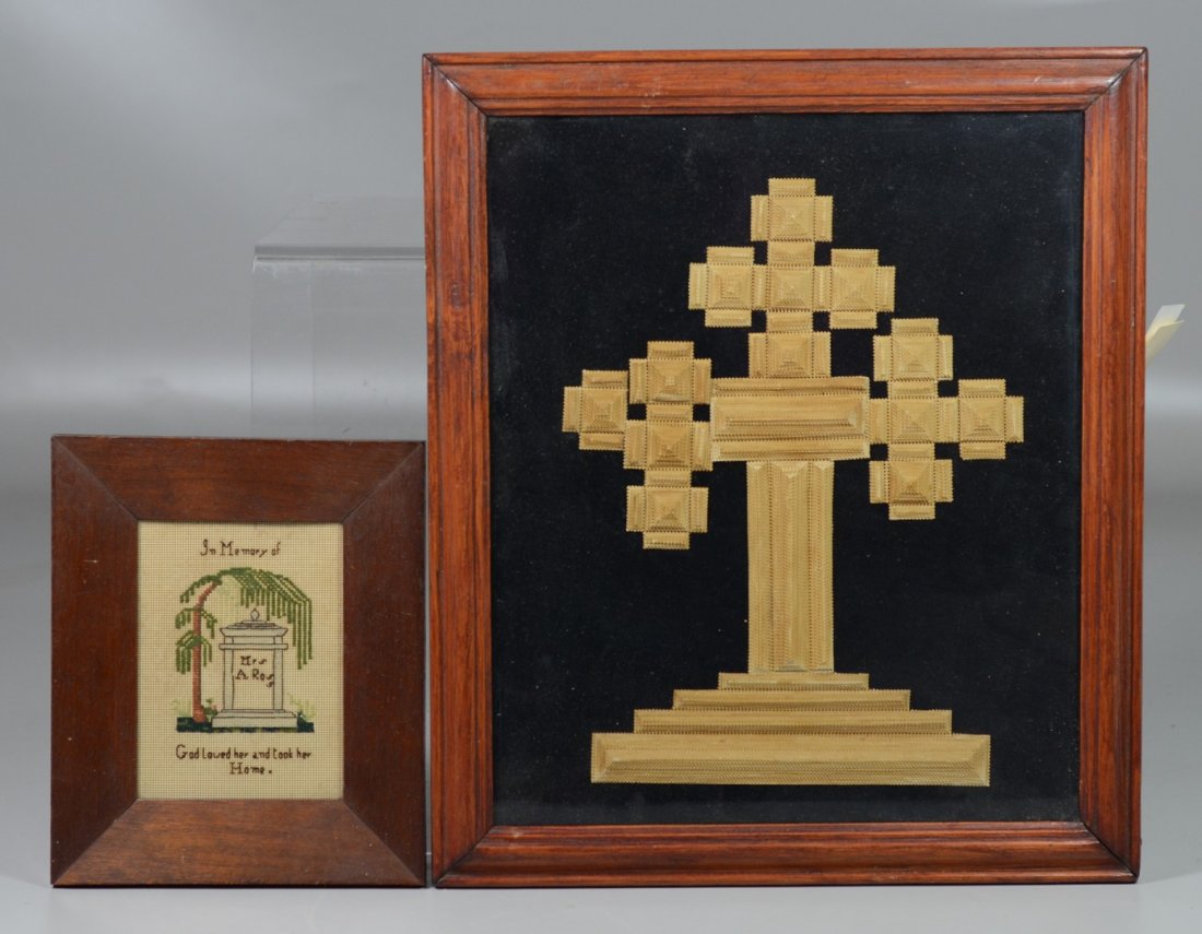 Needlework memorial, "In Memory of Mrs A Ross, God (1 of 1)