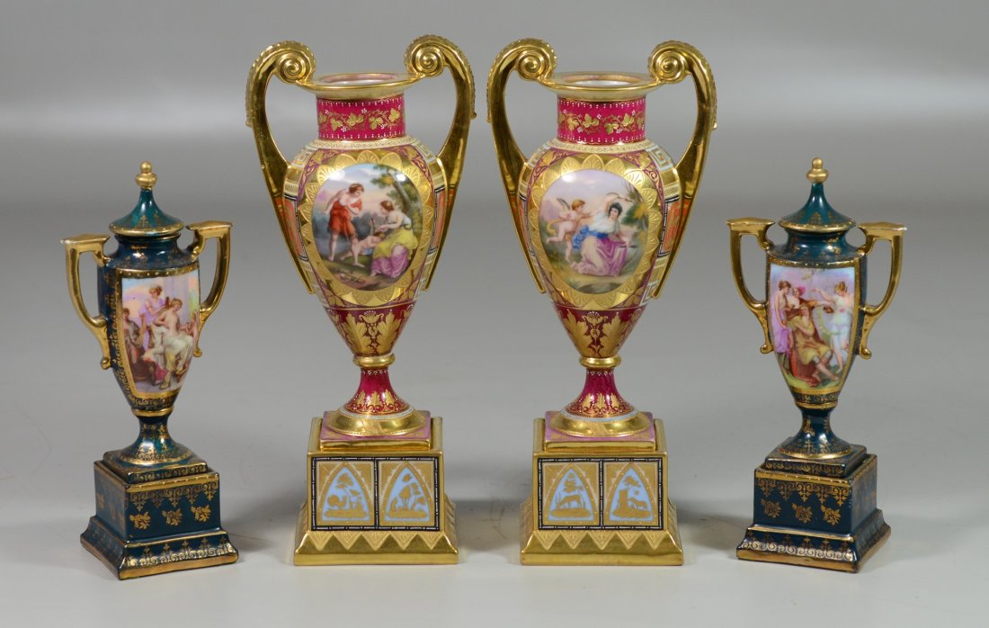 (4) Royal Vienna vases, pair of vases missing their (1 of 5)