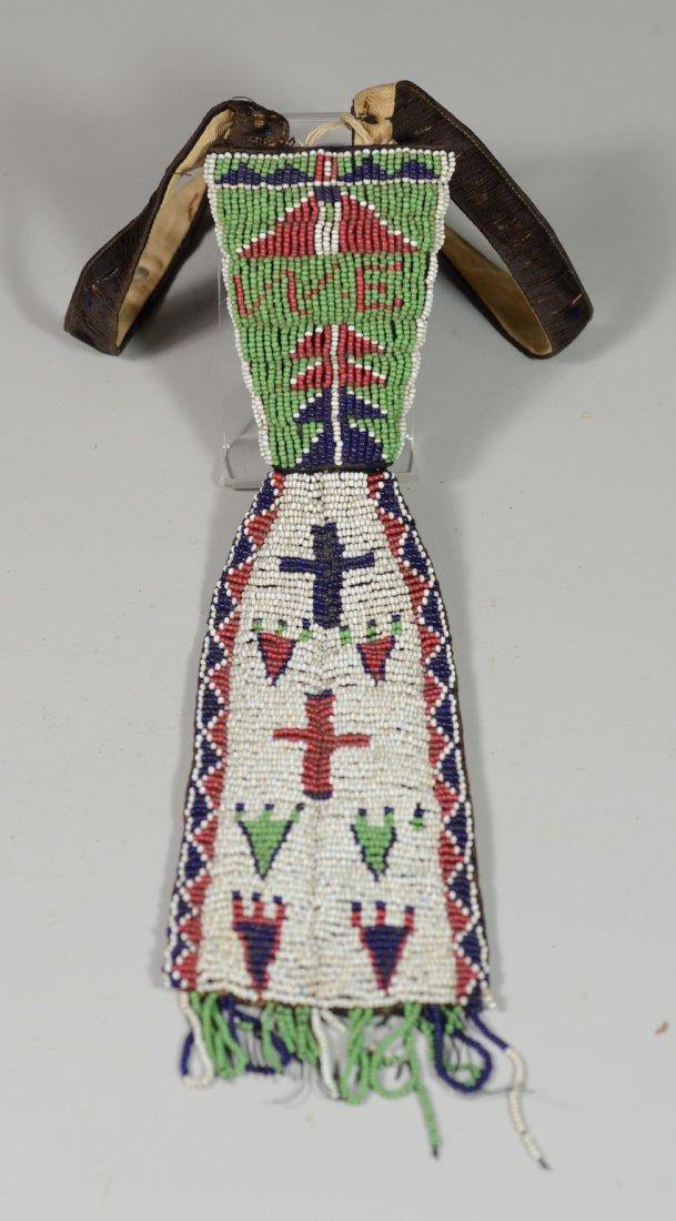 Beaded Native American necktie in the style of white (1 of 2)