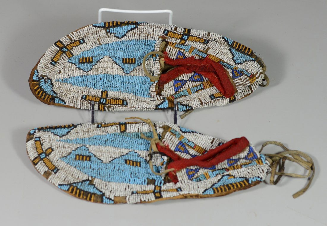 Native American beaded moccasins, may be Crow Nation, (1 of 10)