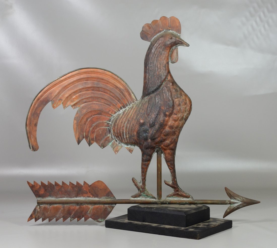 Copper rooster weathervane, full body with sheet copper (1 of 3)