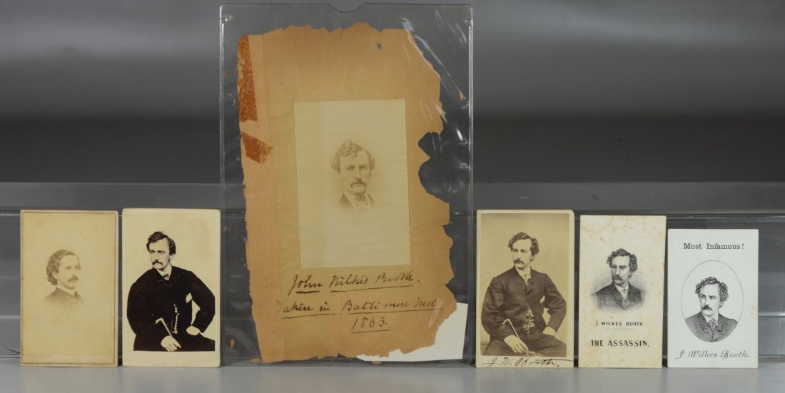 (5) John Wilkes Booth carte de visites plus one photo, (1 of 4)
