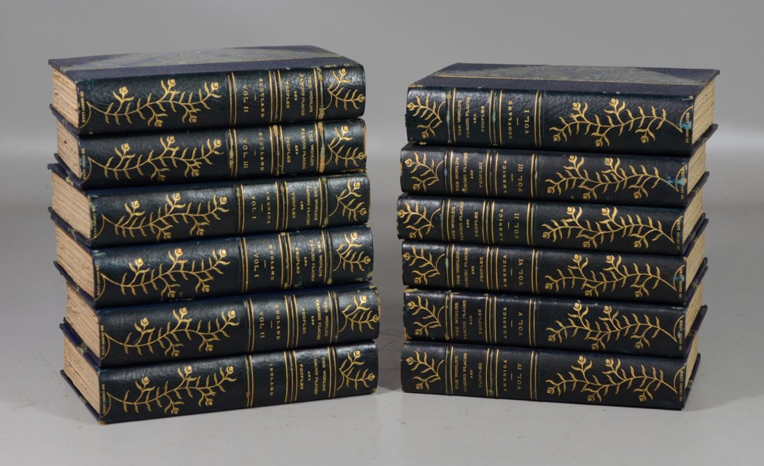 Cook, Joel, ed, World's Famous Places and Peoples, New: Cook, Joel, ed, World's Famous Places and Peoples, New York, no date, 8vo, 12 volumes, 3/4 morocco, gilt, one of 500 copies, books