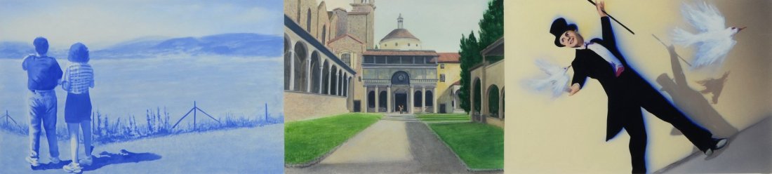 Robert Schmid (American, NY, b 1947), acrylic on paper, (1 of 3)