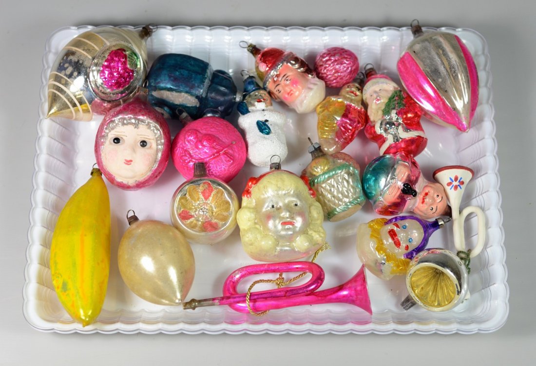 (20) Assorted glass ornaments, mostly figural, Germany, (1 of 1)