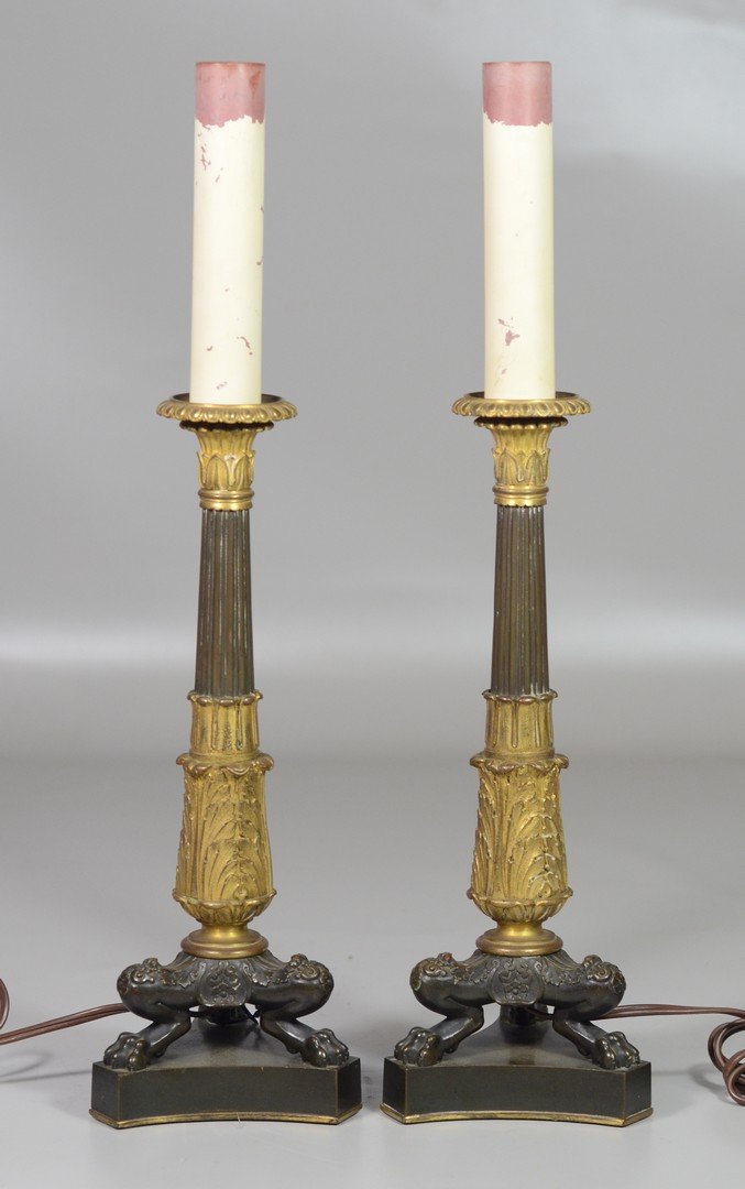 Pair of 19th C French Empire gilt & patinated bronze (1 of 2)