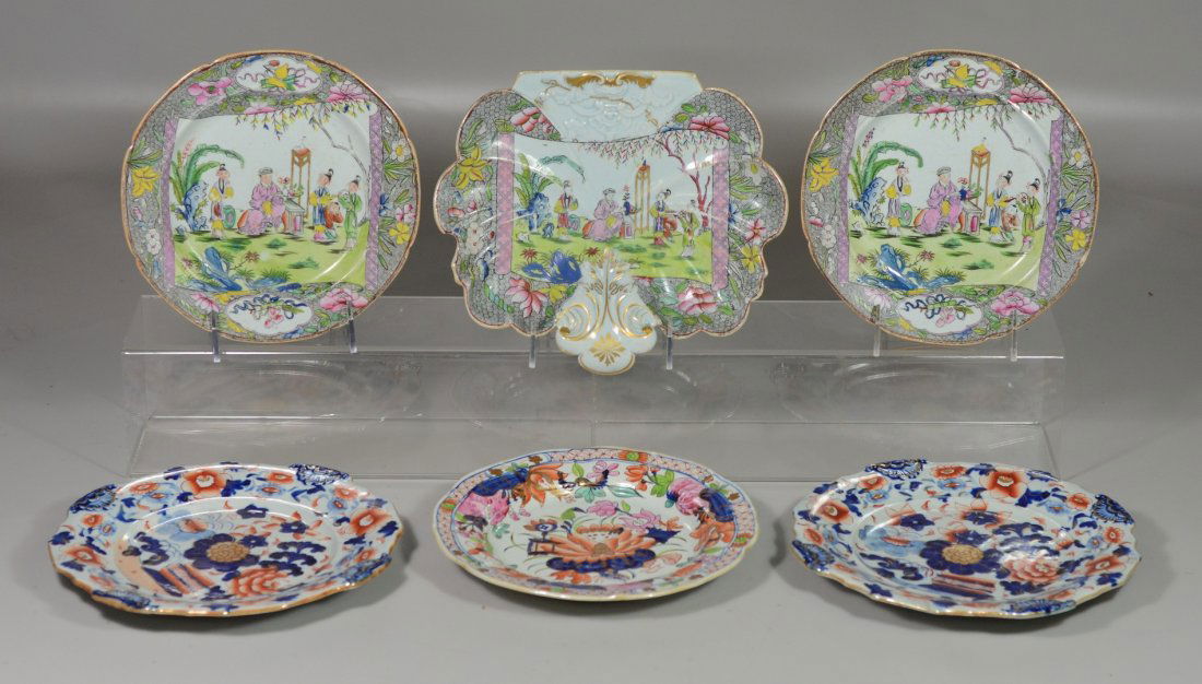 (3) Staffordshire Ironstone plates in the Imari plates, (1 of 2)