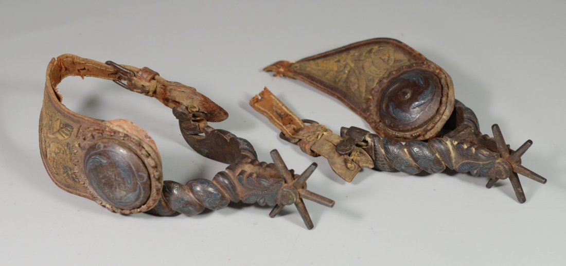 Pr ornate wrought iron Spanish Colonial spurs with (1 of 4)