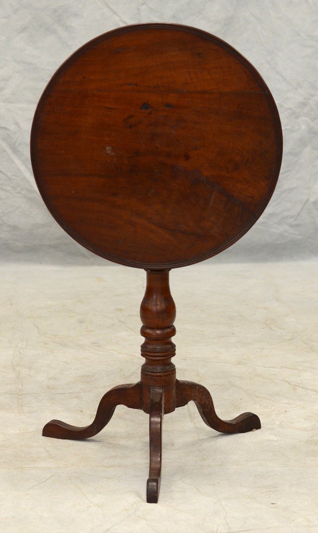 Cherry dishtop tilt top candlestand, 18th c (1 of 4)