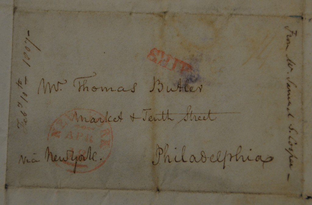 1807 ALS, Samuel S Cooper to Thomas Butler, discussing: 1807 ALS, Samuel S Cooper to Thomas Butler, discussing travels through Europe and an encounter with Robert Morris, which talks about sad state of Morris' life and affairs at the time. Cooper was appoi