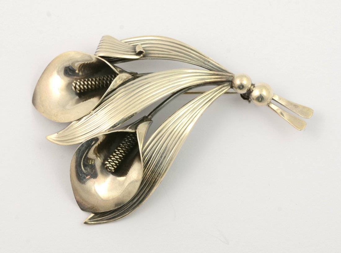 Sterling Silver Calla Lilly Pin, Marked NE From (1 of 3)