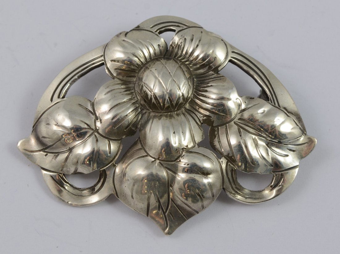 Kalo Hand Wrought Sterling Silver Flower Brooch, 2" (1 of 3)