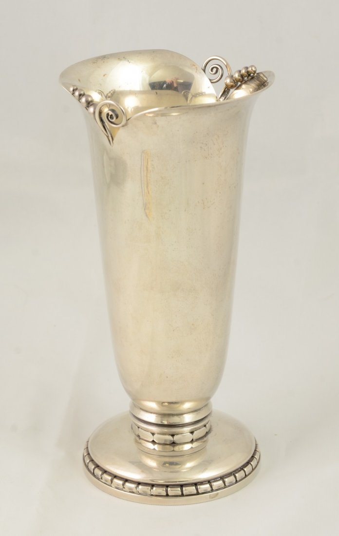 Georg Jensen USA Solid Silver Flower Vase, 8" high, 4" (1 of 4)