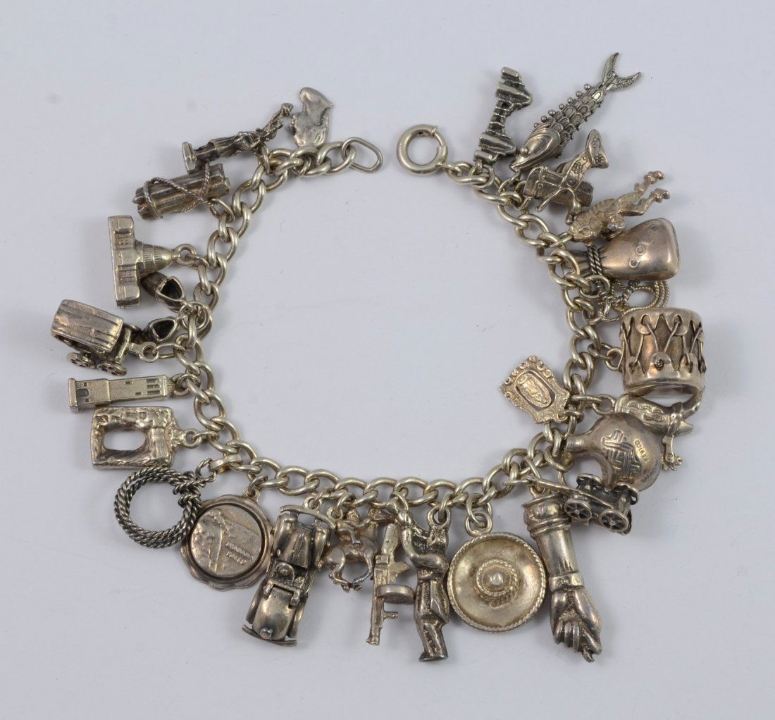 Silver Charm Bracelet with 26 Charms (1 of 1)