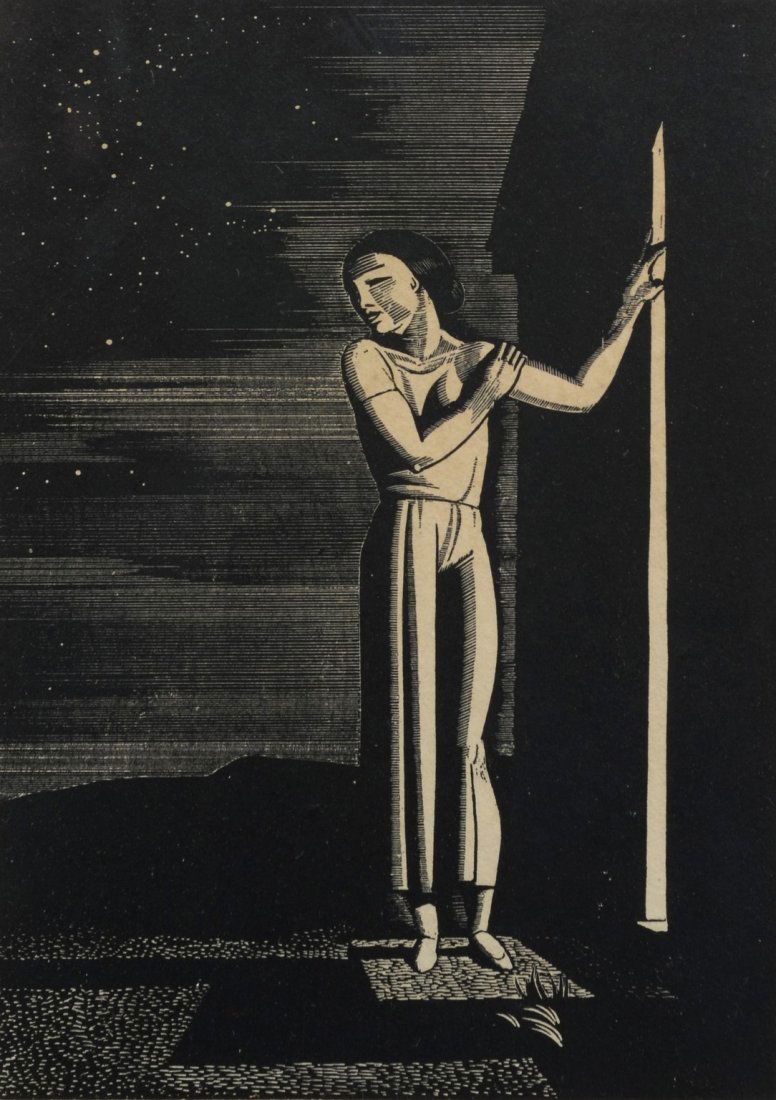 Rockwell Kent (American, 1882-1971), woodcut, "Starry (1 of 3)