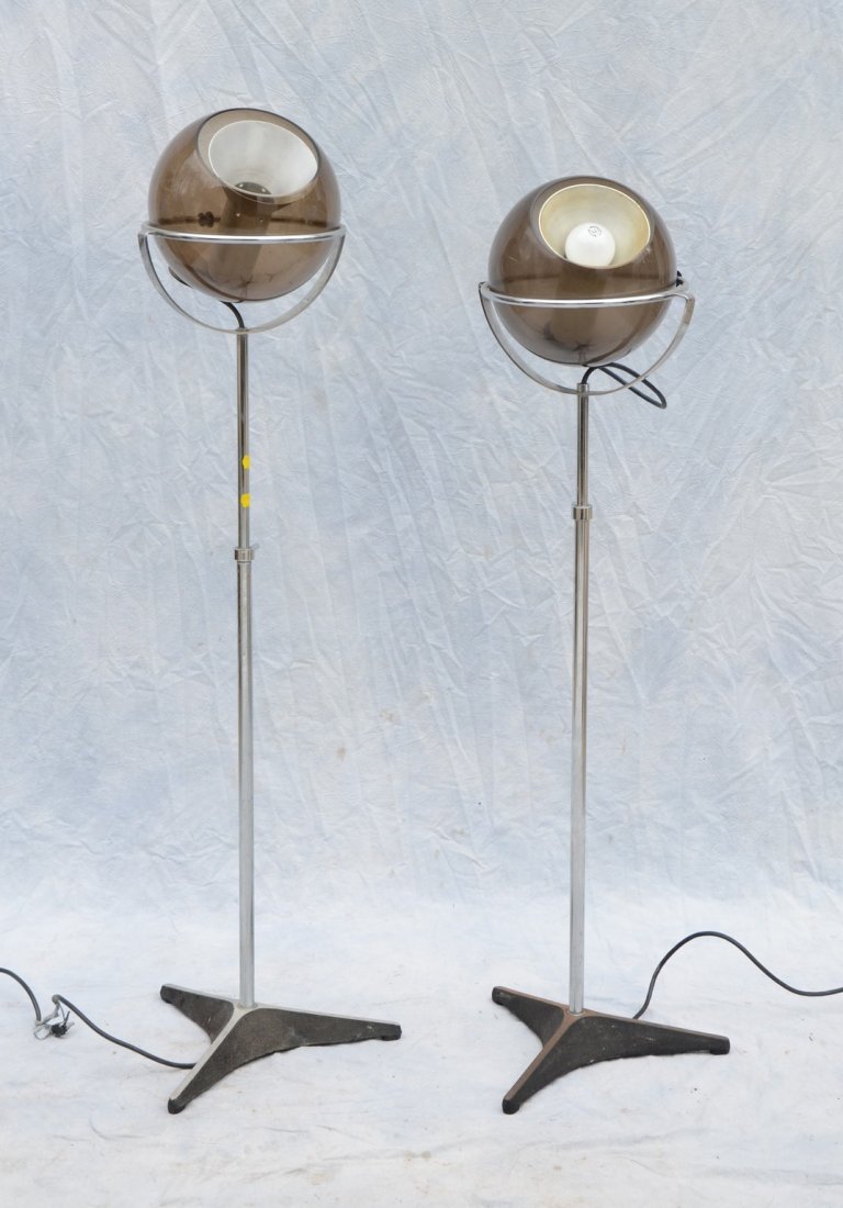 Two Vintage Raak Adjustable Smoked Glass Lamps (1 of 1)